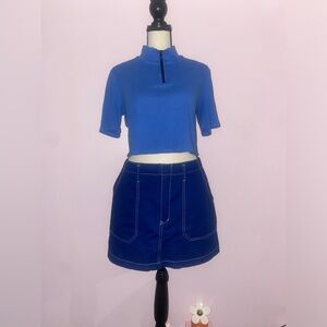 2pc Set WILD FABLE Mini Skirt Size 8 & Blue Shirt Size Small.